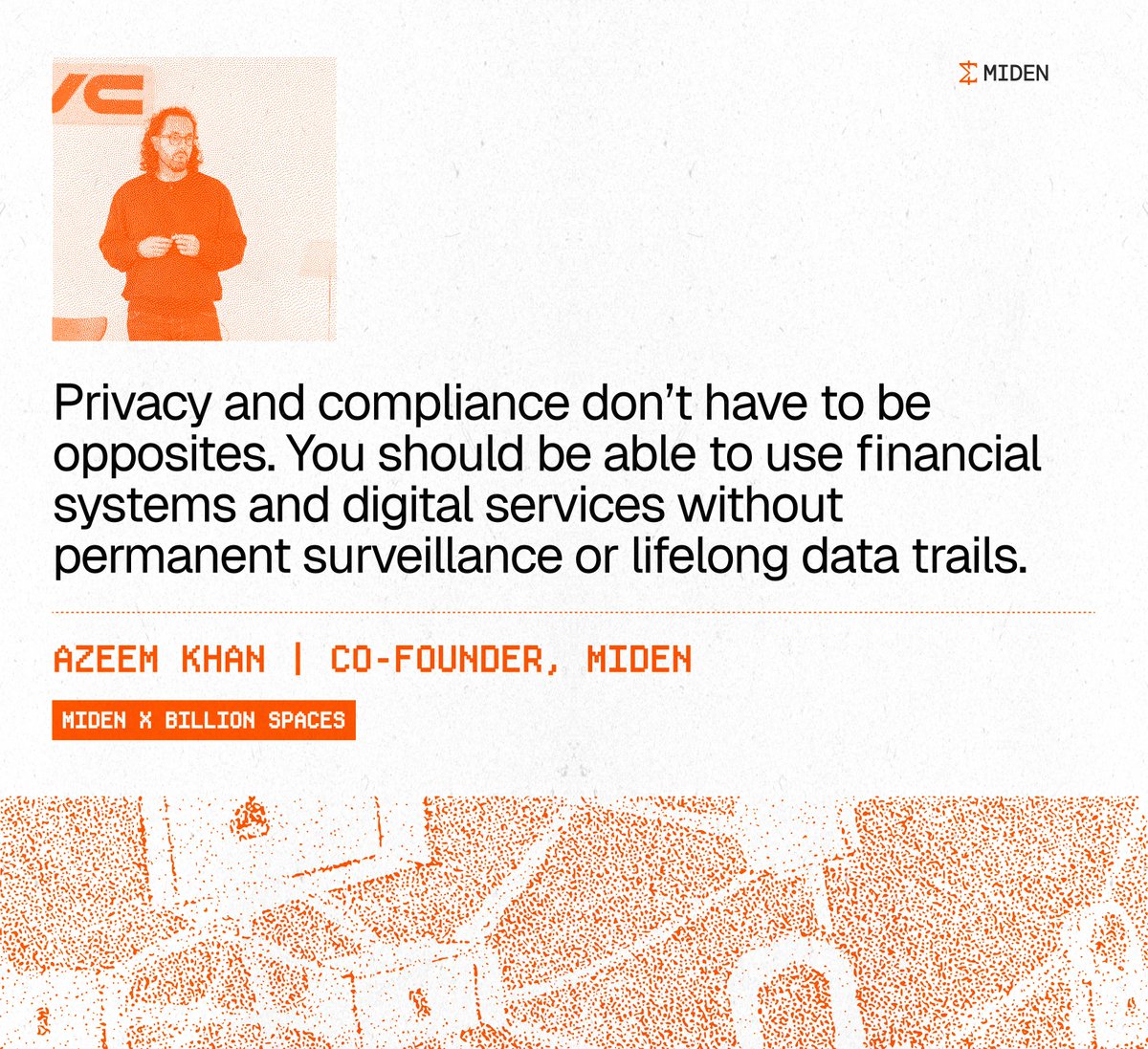 At Miden, we're building a network where privacy and compliance are not at odds.

We want businesses and individuals to use next-generation financial systems without creating permanent data trails, while remaining fully compliant.