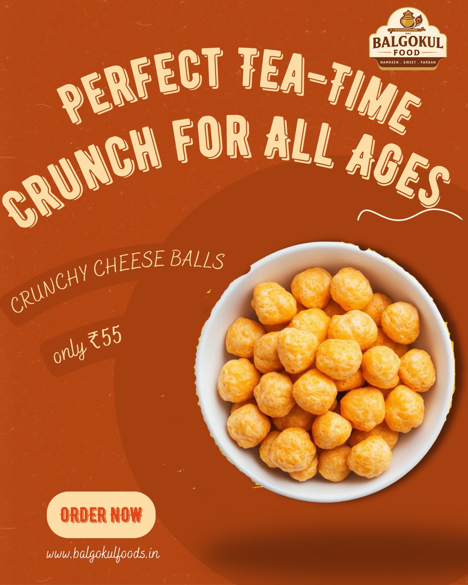 balgokulfoods's tweet image. Perfect tea-time snack 🧀
Crunchy Cheese Balls with a burst of fun in every bite 😋
Only ₹55 – loved by all ages!
Order now 👉 balgokulfoods.in
#CheeseBalls #TeaTimeSnack #IndianSnacks #CrunchySnack