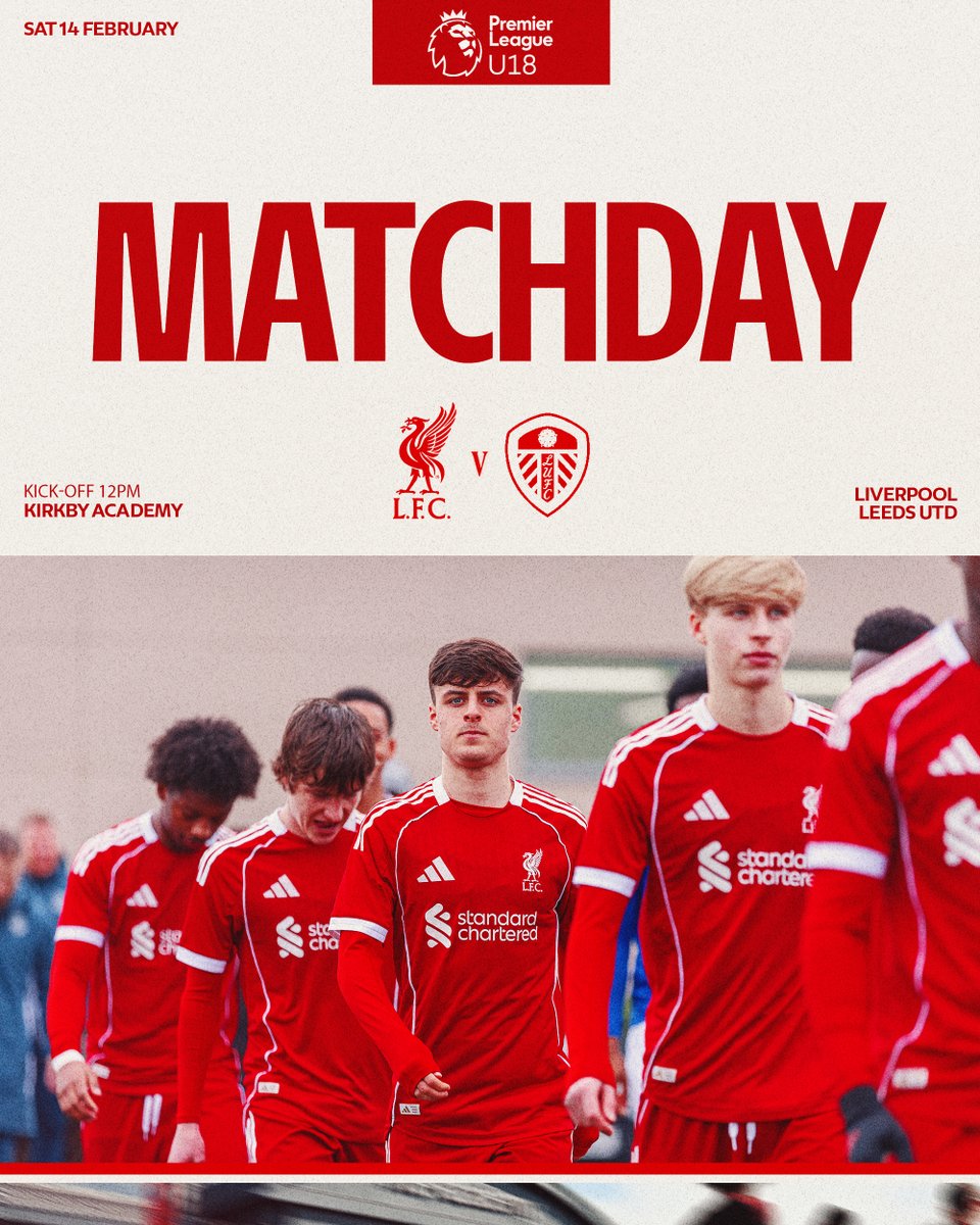 MATCHDAY 🔴👊

The young Reds are at home as they take on Leeds United in the U18 <a href="/premierleague/">Premier League</a> ✨ #LFCU18s