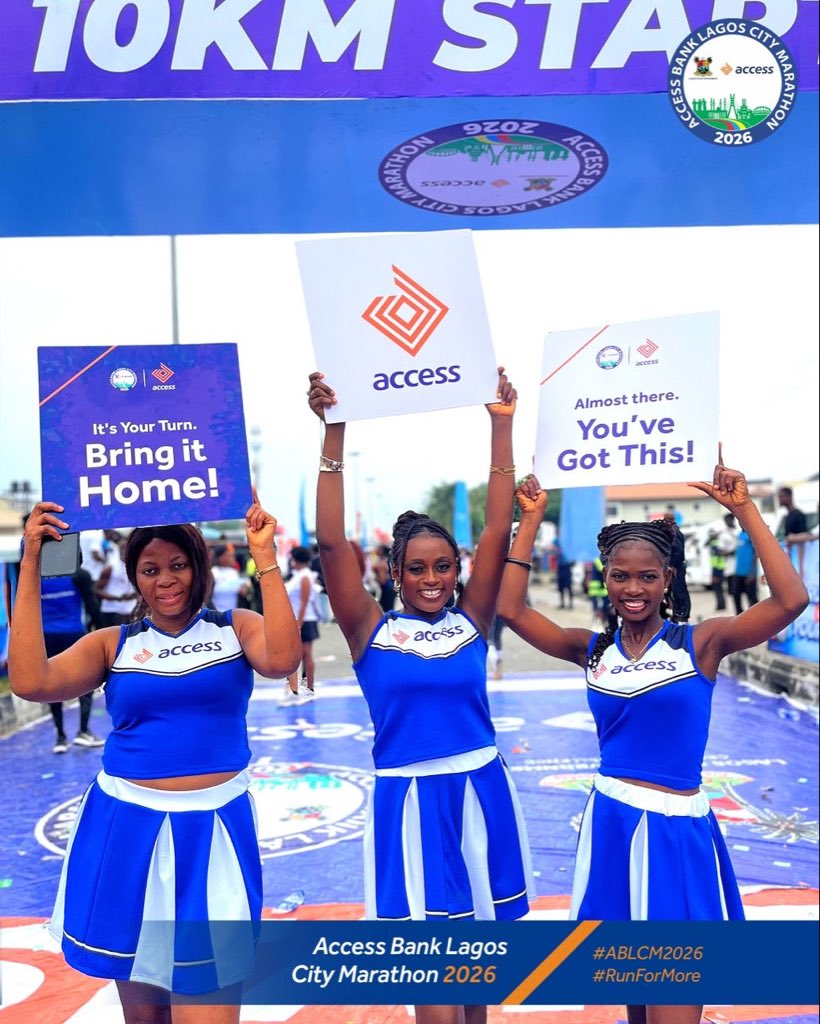 theaccesscorp's tweet photo. 10km in progress! ⚡️

To every runner currently running the 10km: this is where discipline becomes visible. Keep your eyes on the finish line and trust your training. 

You’ve got this!

#ABLCM2026
#RunForMore
#NewStepsFreshGoals
#AccessBankLagosCityMarathon https://t.co/4Pftf6hPyZ