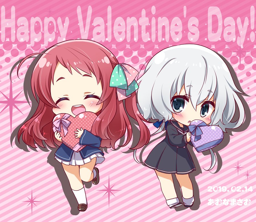 バレンタインなので以前アップした純子ちゃん＆愛ちゃん絵と、さくらちゃん＆純子ちゃん絵を改めて再掲いたしますね。ハッピーバレンタイン！

#ゾンビランドサガ　#ゾンサガ