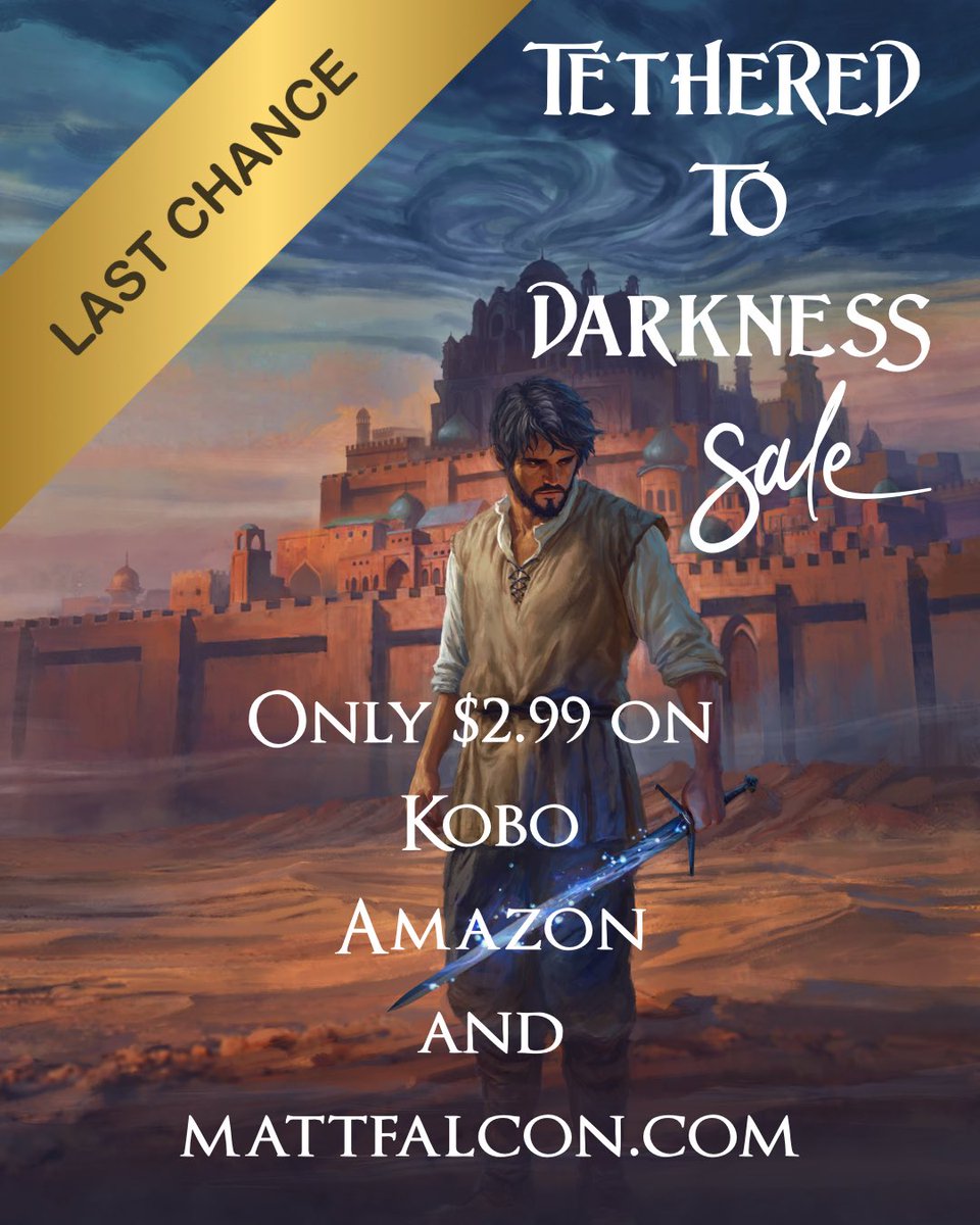 realmattfalcon's tweet photo. Today is the last day that Tethered to Darkness is available for $2.99!

After today, it’ll go back to its normal price of $4.99.

So be quick! https://t.co/0L6Kh1rTae