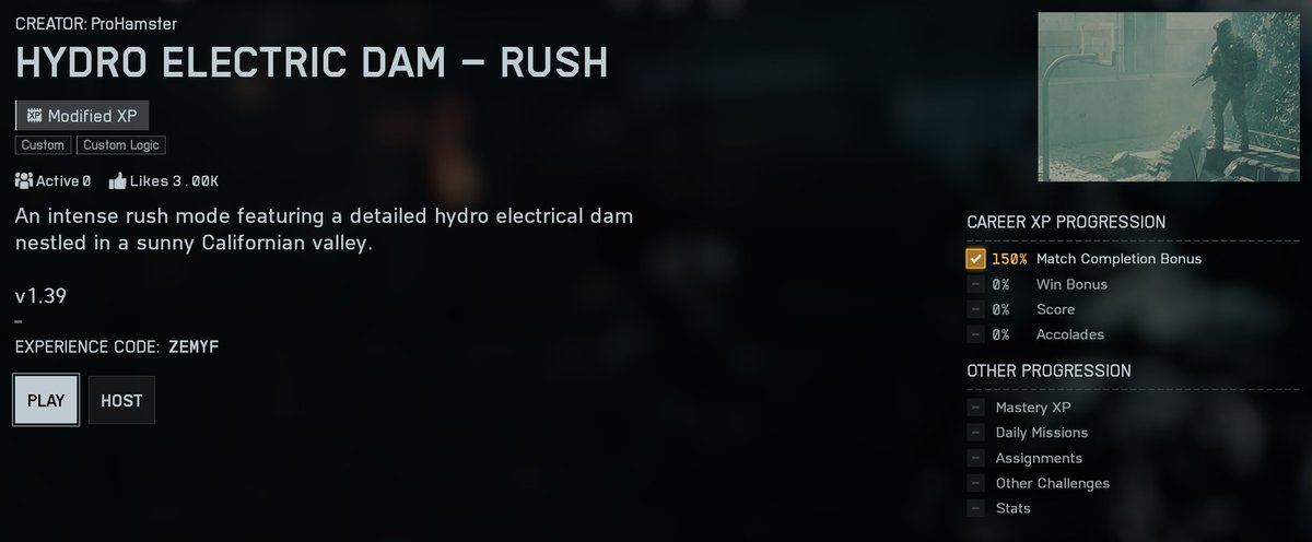 Another lovely community made map built around Rush featured on the homepage, love to see it, more of this please.

Unfortunately, Limited XP yet again means nobody will play it. Didn't we already learn this lesson with Metro?