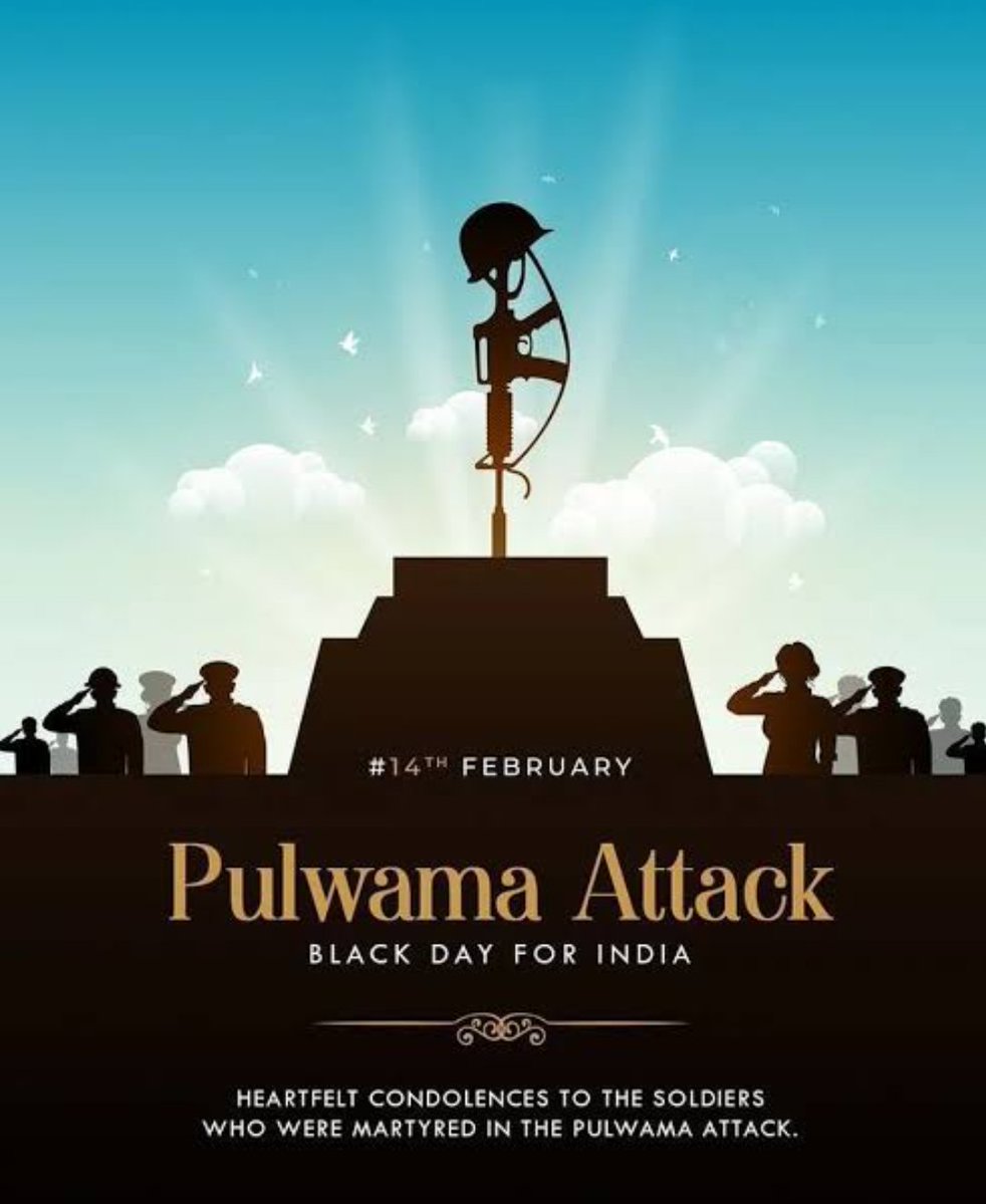 14 Feb.
We remember the 40 brave hearts of CRPF who laid down their lives in Pakistan sponsored, cowardly Pulwama terror attack.

Their sacrifice is not a statistic; it is a reminder of the cost of our freedom and the price paid by our protectors.
India will never forget. 🇮🇳