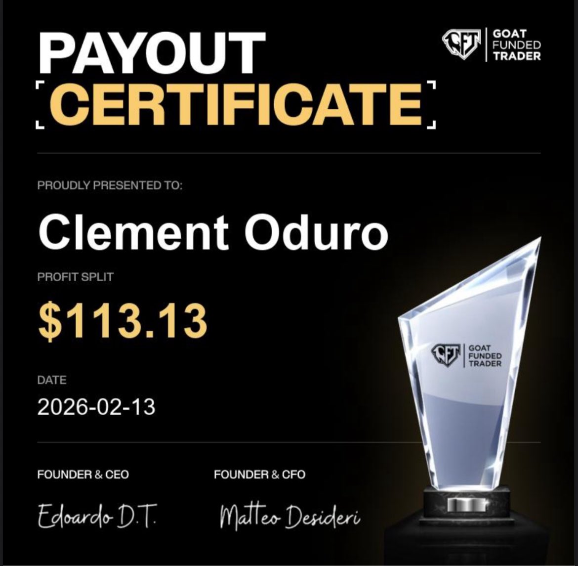 From blowing countless accounts since 2024 to first payout in 2026.🥹
The journey wasn’t easy. It was painful, humbling, and character-building. 

Grateful to the traders who shared knowledge without ego, especially the Nigerian community on here🇳🇬🇬🇭♥️. Iron sharpens iron. 🙌