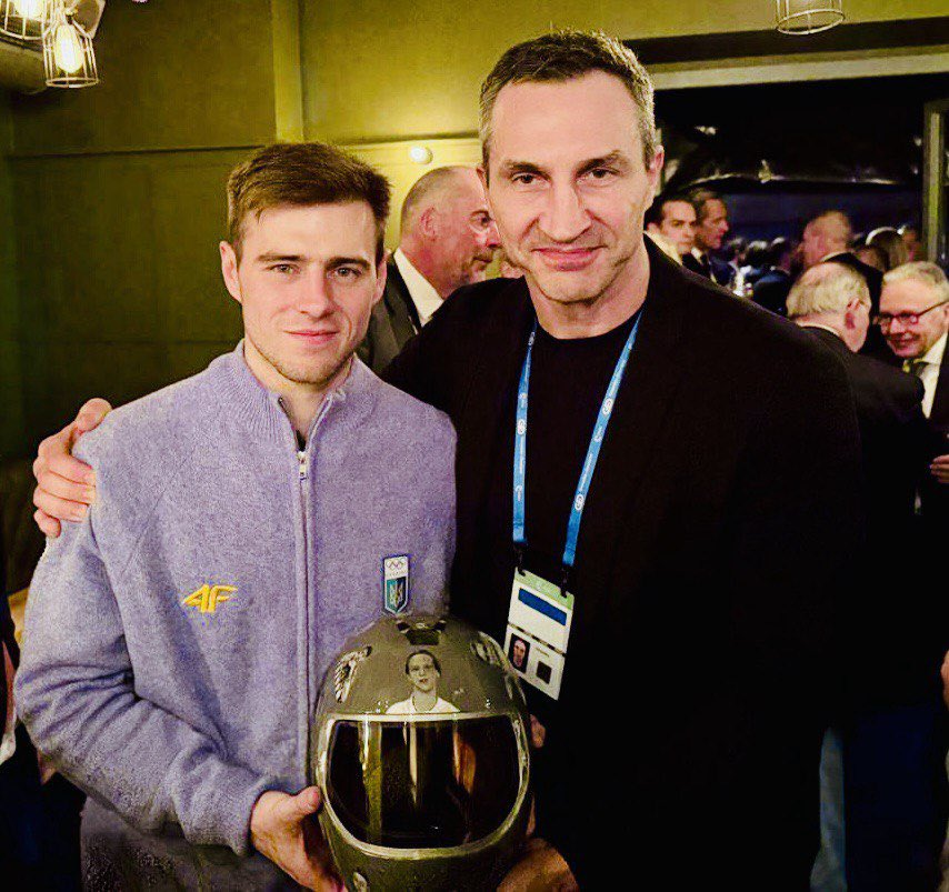 This is the Olympic gold medal champion of dignity. 

Honoured to stand shoulder to shoulder with Vladyslav Heraskevych. 

He embodies the unbreakable willpower of the Ukrainian people. Against barbarism, and against the cowardice that lets this barbarism continue for more than 4