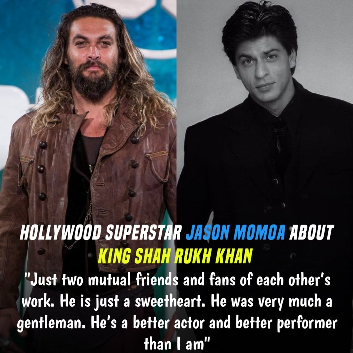 Hollywood Superstar Jason Momoa about King #ShahRukhKhan ❤️🙏