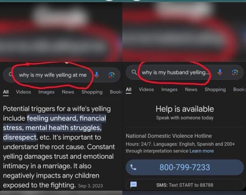 Siffmen's tweet photo. When Husband is emotional and Tired, it will be national Threat,
Is Google also women?? https://t.co/nsEqQ0fwOw