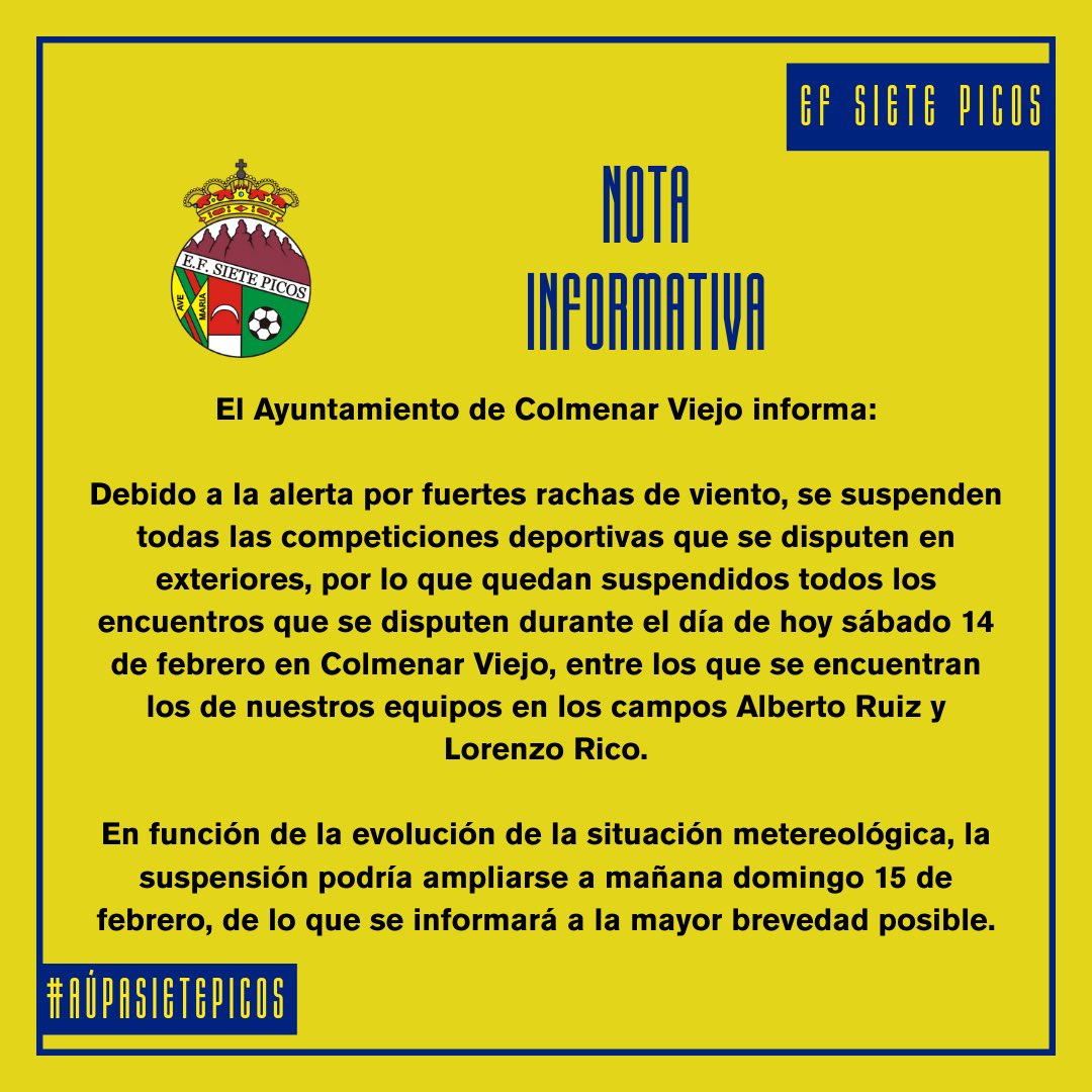 ℹ️ 𝗖𝗢𝗠𝗨𝗡𝗜𝗖𝗔𝗗𝗢 𝗢𝗙𝗜𝗖𝗜𝗔𝗟

#LoMejorEstáPorVolver #AúpaSietePicos💛💙