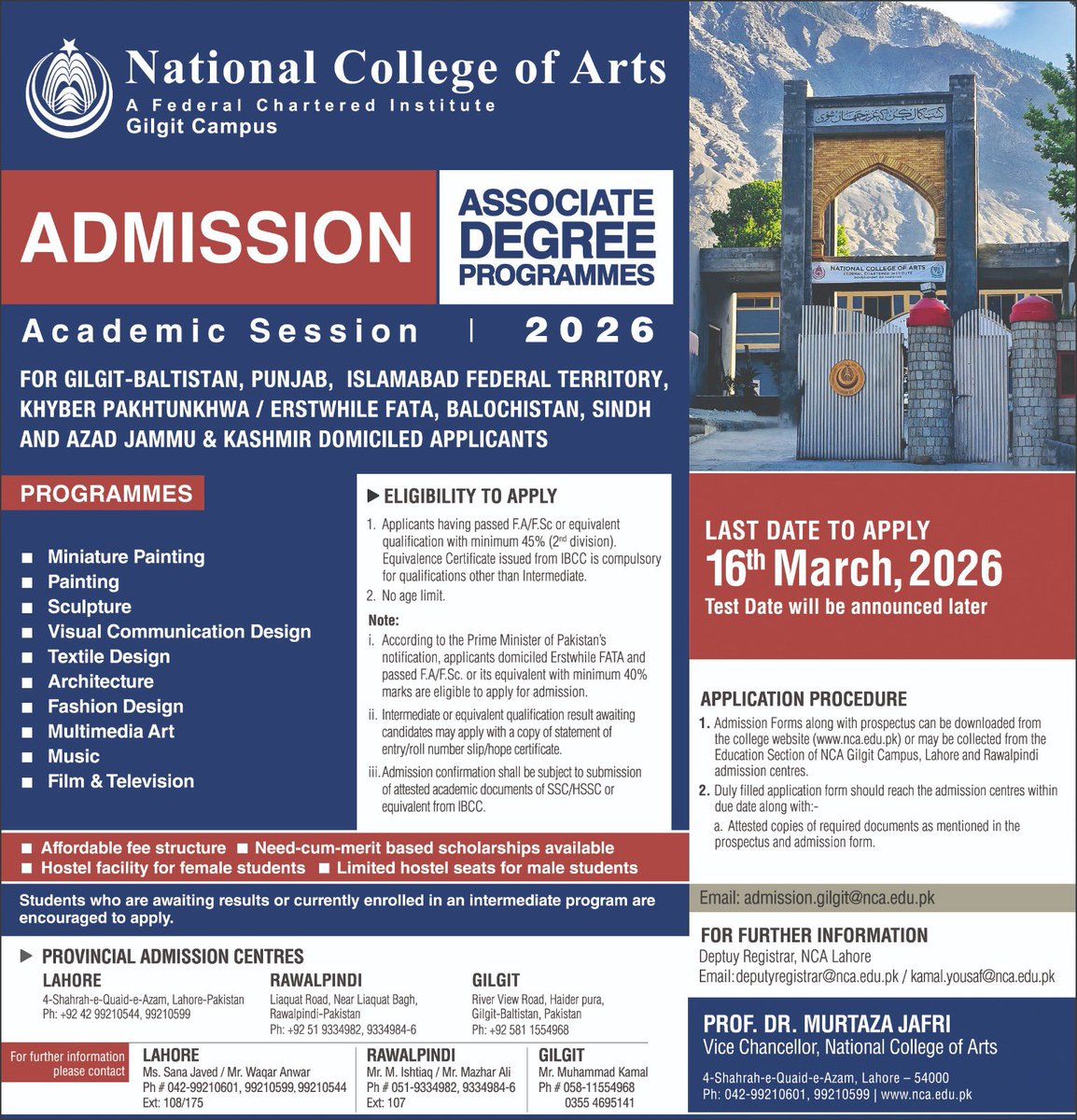 National College of Arts (NCA) tweet media