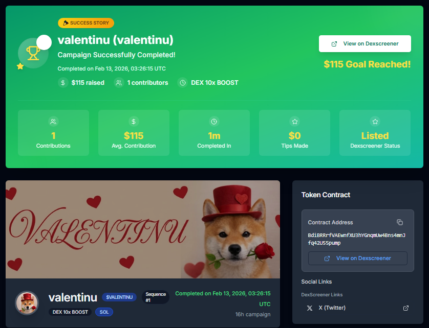 The_DexVault's tweet photo. 💘🚀 10× BOOST LIVE — $VALENTINU 🚀💘
Happy early Valentine’s Day.
Dev completed the 10X boost campaign via #DexVault
DEX pre-filled. Community growing. Cult forming.
Perfect seasonal ticker.
Perfect timing.
It’s not just Valentine’s… It’s #Valentinu. 💘🔥
CA: BdiBRRrfVAEwnfXU3hYGnqmUw4Bns4mnJfq42U55pump