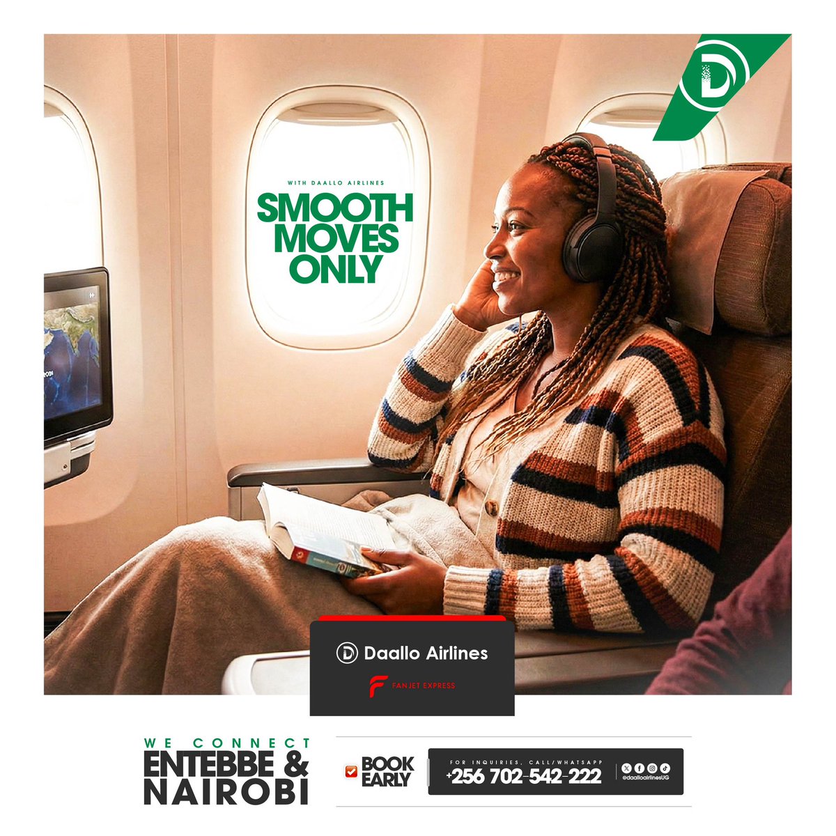 Smooth flying, zero drama ✈️
Today’s a good day to move.

📞 0702542222
💵 From $140

#FlyDaallo #DaalloAirlinesUG #FanjetExpress