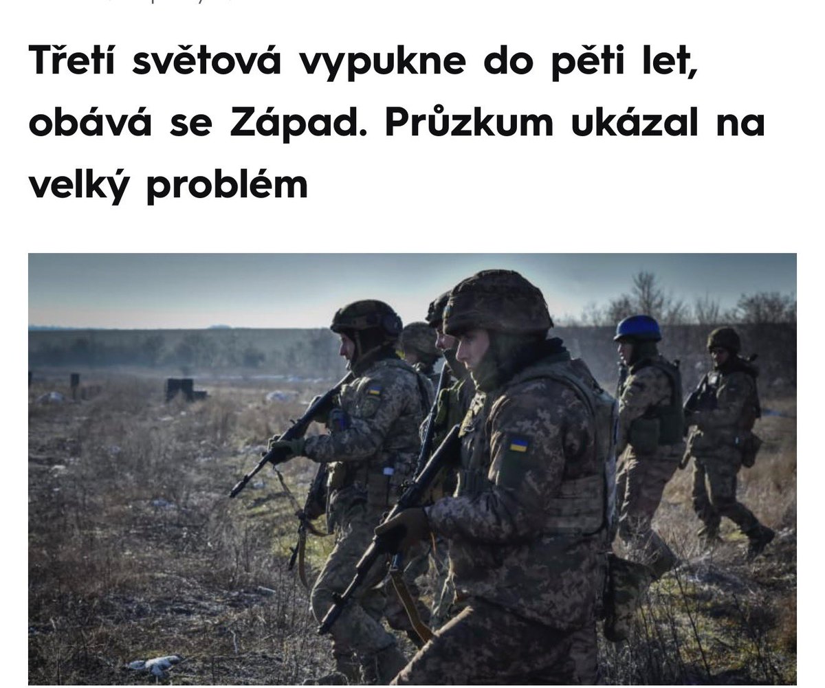 A důvod? 
Ty průzkumy jsou nic víc než válečnou propagandou závislosti na financích zbrojního průmyslu. Stejně jako farmaceutických firem v době tzv pandemie kovidu. 
K čemu by asi tak byla zničena zeměkoule, kde by chyběli pracující lidé, kteří to vše dotují. 
Jde o umělé