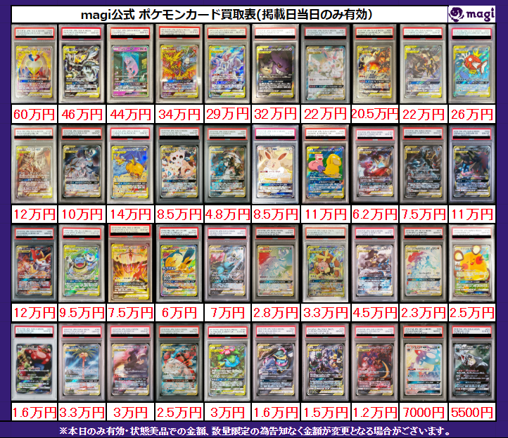 ✨magi ポケカ 買取情報✨】 ポケカGXのPSA10🔥買取表です‼ 画像にない