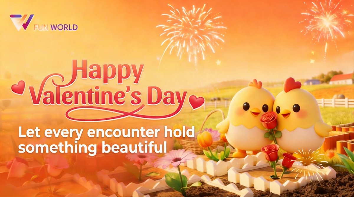 FUN_WORLD9's tweet photo. 💖 Happy Valentine’s Day!

In FUN WORLD,
let every encounter hold something beautiful 🌹

May companionship stay warm,
and may joy always be by your side.

#FunWorld #HappyValentinesDay #ValentinesDay #EntertainmentAsEconomy #OnChainWorld 🌷✨ https://t.co/ilhIqKzVXI