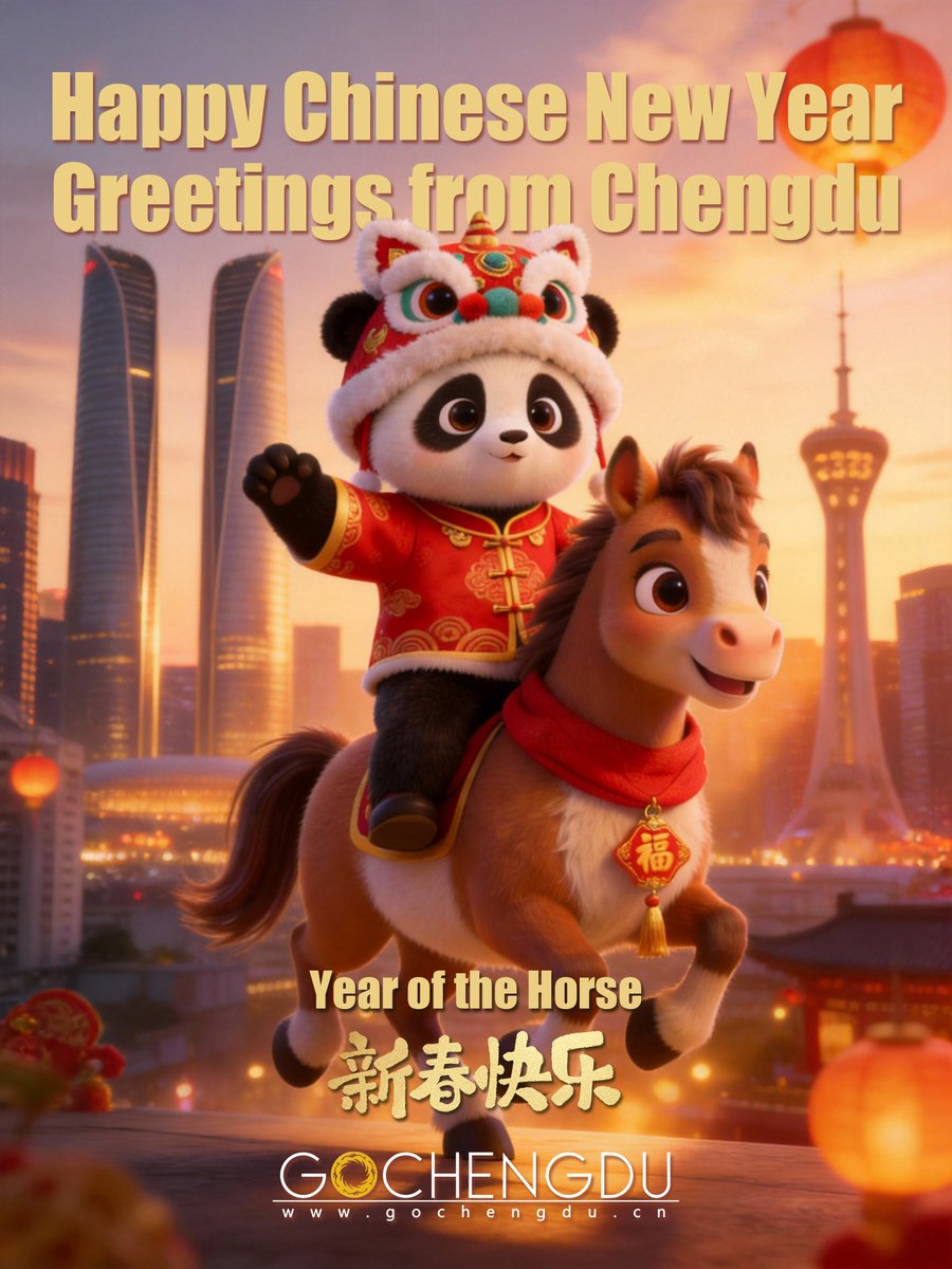 Chengdu_China's tweet image. Happy Chinese New Year! 🧧🐎 
Time to gallop into the Year of the Horse!
#Chengdu #MemoriesofChengdu #ChengduStyle #ChengduPartners #ChengduMoreThanPandas #SpringFestivalInChengdu #YearOfTheHorse #SpringFestival #ChineseNewYear