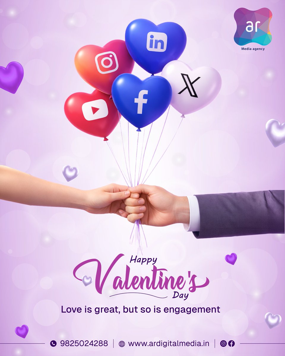 This Valentine’s Day, let your brand steal hearts ❤️
We create content that people don’t just like… they love.
Because engagement is the real love language. 💜

#HappyValentinesDay #SocialMediaMarketing #DigitalLove #EngagementMatters #ARDigitalMedia