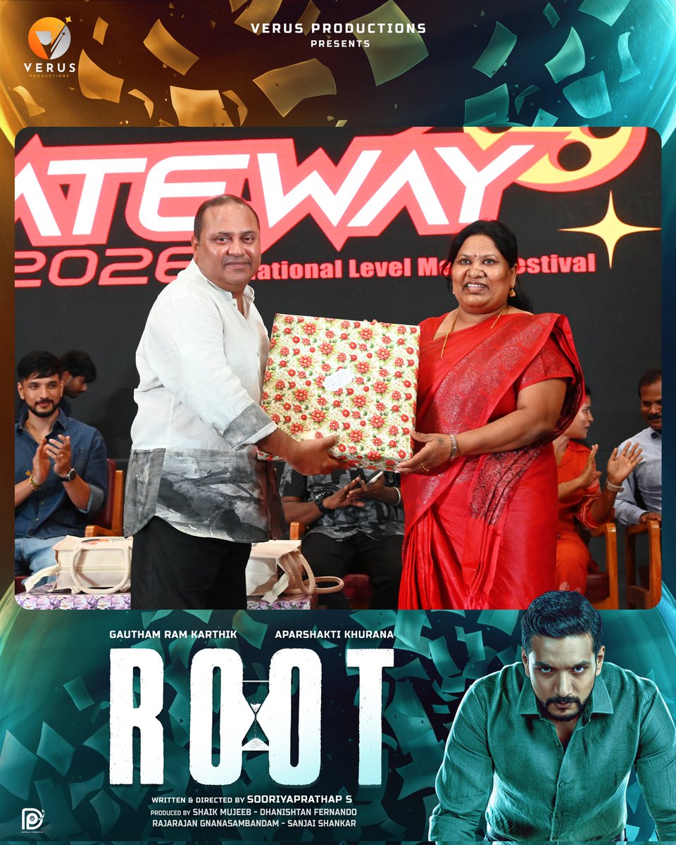 verusproduction's tweet photo. Team #ROOT is happy collaborate in Gateway 2026

@gautham_karthik
@soori_prathap
@Aparshakti
@bt_bhavya
@ArjunrajaDft
@AbrahamEditor
@iamaranray
@AliceAngel_1710
#yeegeemahendra 
@Pavani9Reddy
@linga_offcl
@RJ_Ananthi
@kotravai_n
@rajeevanand
#MiracleMichael 
@jaganandhagopal https://t.co/35gX1ubdiW