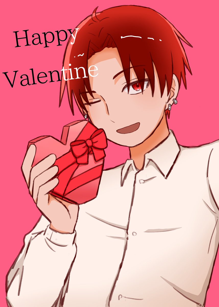 手描きイラスト　リク23 バレンタインチョコを持ってるinukiのイラストを頂きました！果たして