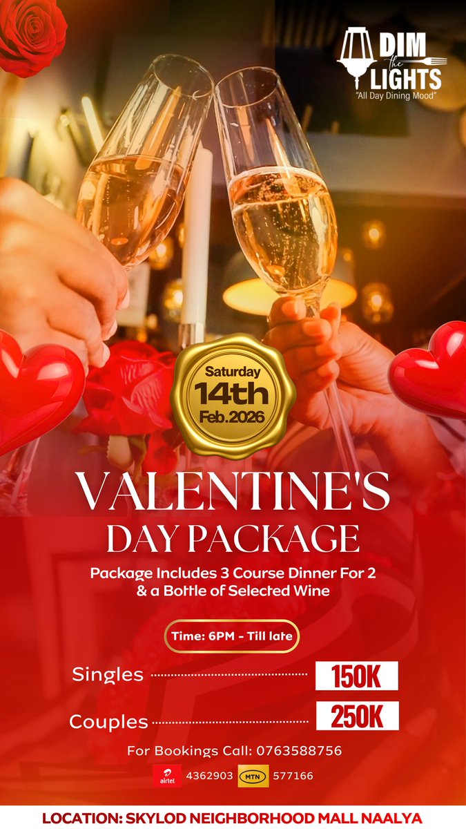 Good morning beautiful people 💕
Today is the day 🤗🤗 don’t forget to take you patana for a fine dinner 🤩
<a href="/dimlightscafe/">Dim the lights cafe Naalya</a> naalya is a perfect spot for you 🤗🤗🤗
<a href="/MyFoodNetwork/">My Food Network</a>