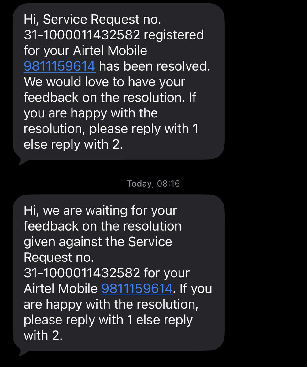 Loudlymute's tweet photo. Dear @airtelindia @Airtel_Presence once again the complaint has been closed without any resolution. What's it going to take? Do you not value your 20 year old customer? https://t.co/XtPVh9tVVh