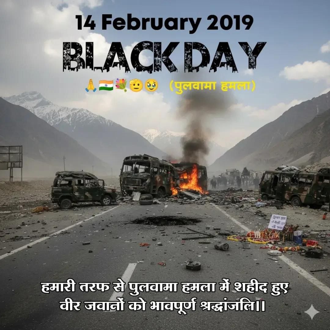 14 February - Black Day For Us 💔

शहीद जवानों को नमन 🫡

#PulwamaAttack