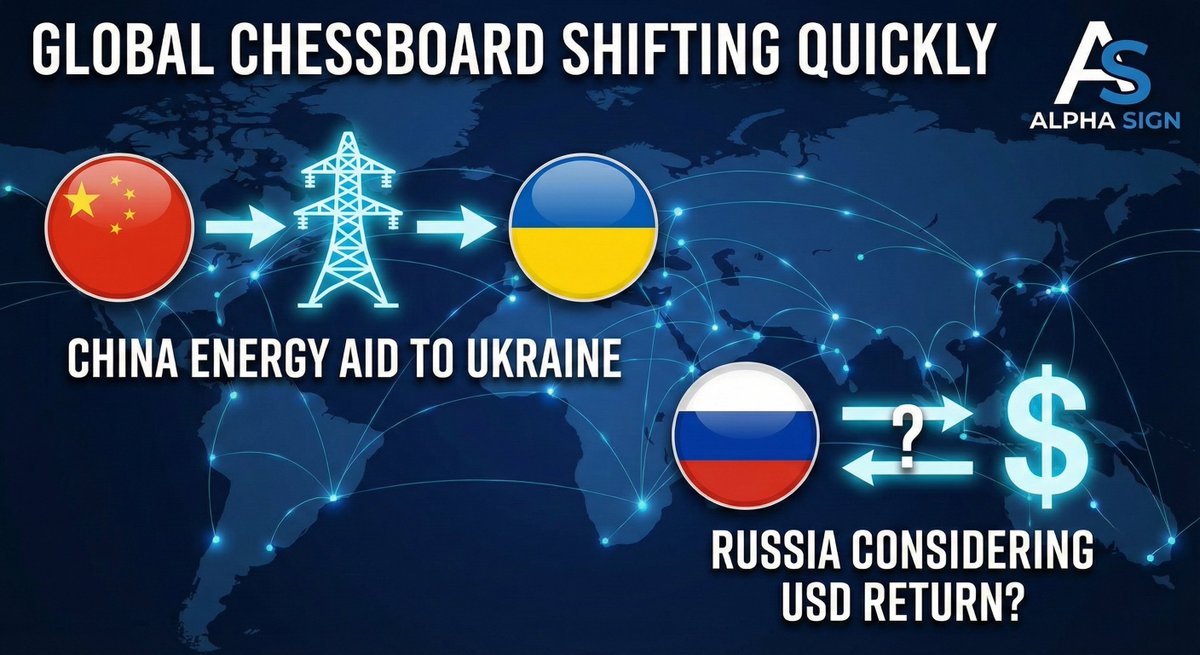 AlphaSigns5's tweet image. 🌍 GEOPOLITICAL SHIFT: China Enters the Fold?

China has announced a new energy aid package for Ukraine—a move that could signal a strategic play for European influence.

The Ripple Effect:As Beijing pivots West, reports suggest Russia is reconsidering the US Dollar for its…