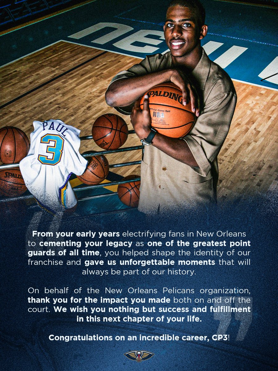Retraite pour CP3. Son maillot au plafond et vite <a href="/PelicansNBA/">New Orleans Pelicans</a> !
