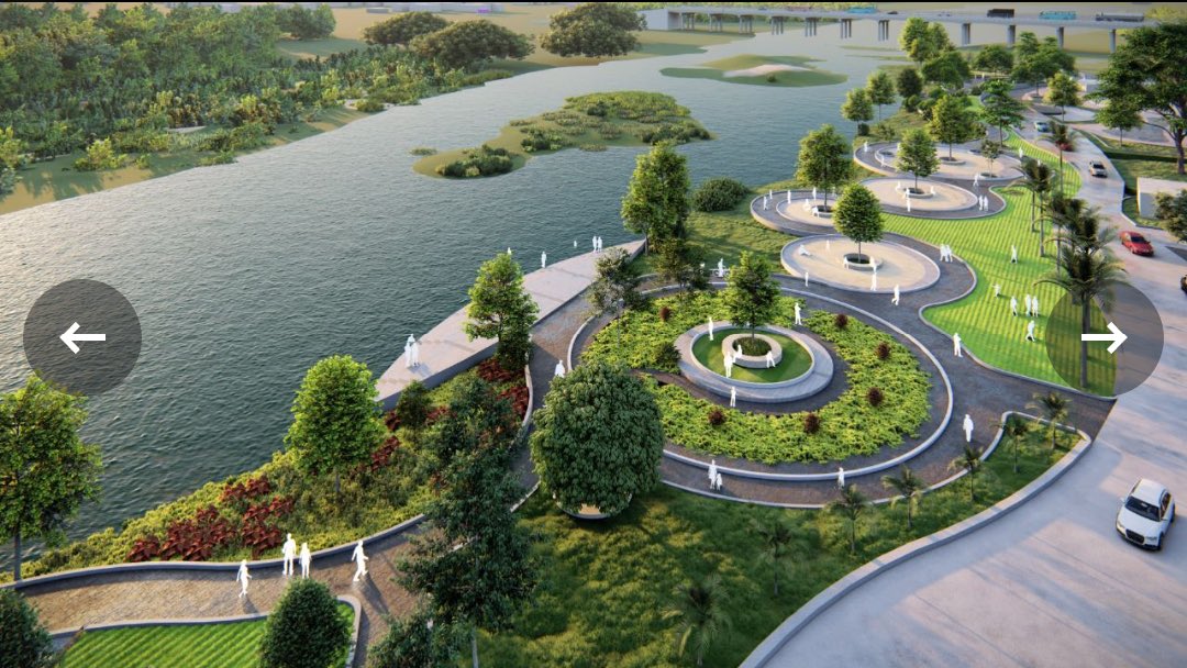 UpdatesChennai's tweet image. Proposed renders of the Thamirabarani riverfront in Tirunelveli spanning across a length of 7kms. Parks, viewing decks, lawns, plaza etc among planned facilities. Tenders called!! #Nellai #Projects