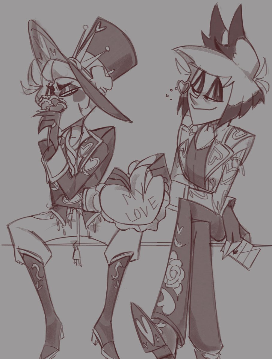 Tried sketching this as fast as I could now if only I could color but color theory beats my brain

Valentines gift exchange 💕

#Bambilu #Radioapple