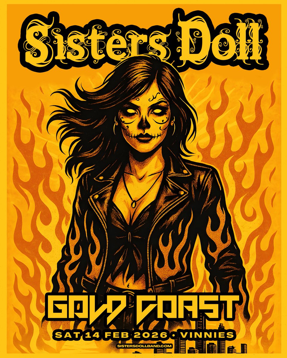 SistersDoll's tweet photo. GOLD COAST. TONIGHT. Vinnies Dive!! 🌹

Third show of the Good Day To Be Alive Tour is about to go down with Tailor Made Rejects + Slythr! 

Only a few tickets left till a sellout! LINK IN BIO!

#SistersDoll #DollArmy #GoodDayToBeAlive https://t.co/zKneJQRGdo