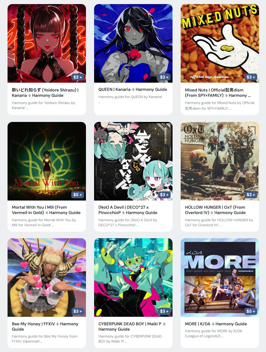 hello~ I've updated my shop with more harmony guides! ☺️ my harm guides are also (finally) open again if you don't see something you want!

🔗👇