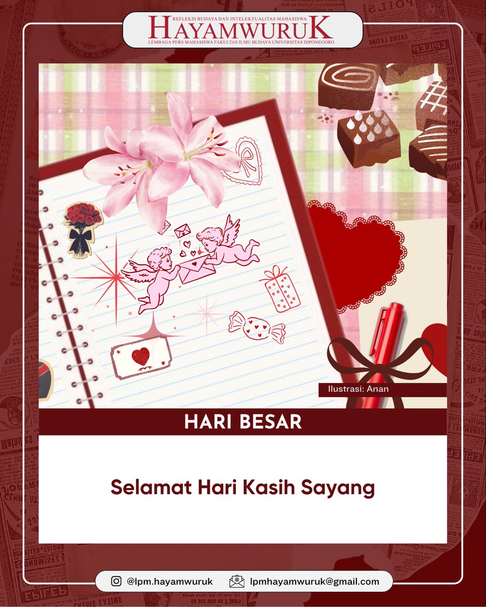 Selamat Hari Kasih Sayang!

Semoga kasih sayang selalu hadir dalam setiap kata, sikap, dan cara kita dalam memperlakukan sesama.

#Hayamwuruk2026 #RefleksiBudayadanIntelektualitasMahasiswa