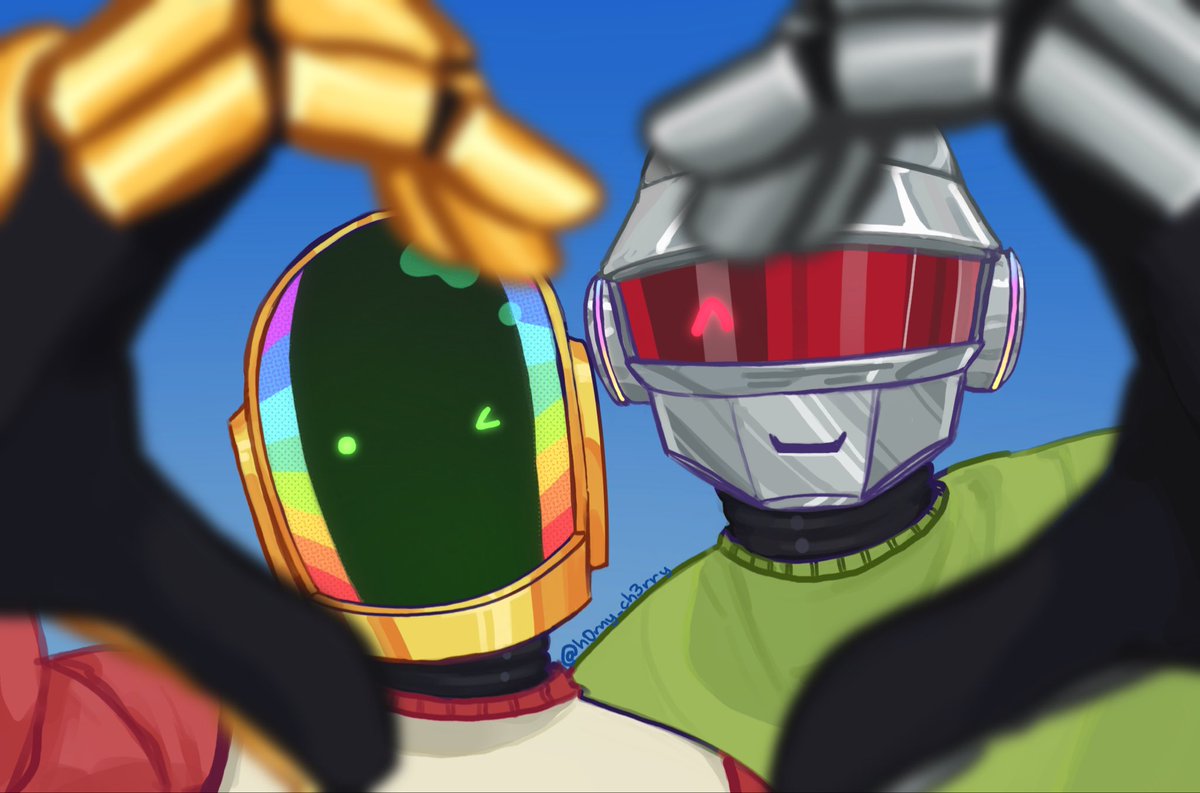 h0rny_ch3rry's tweet photo. Happy valentines from the robots 🤖💕💕 #daftpunk #daftslash #daftpunkfanart https://t.co/6QGhqhAGKb