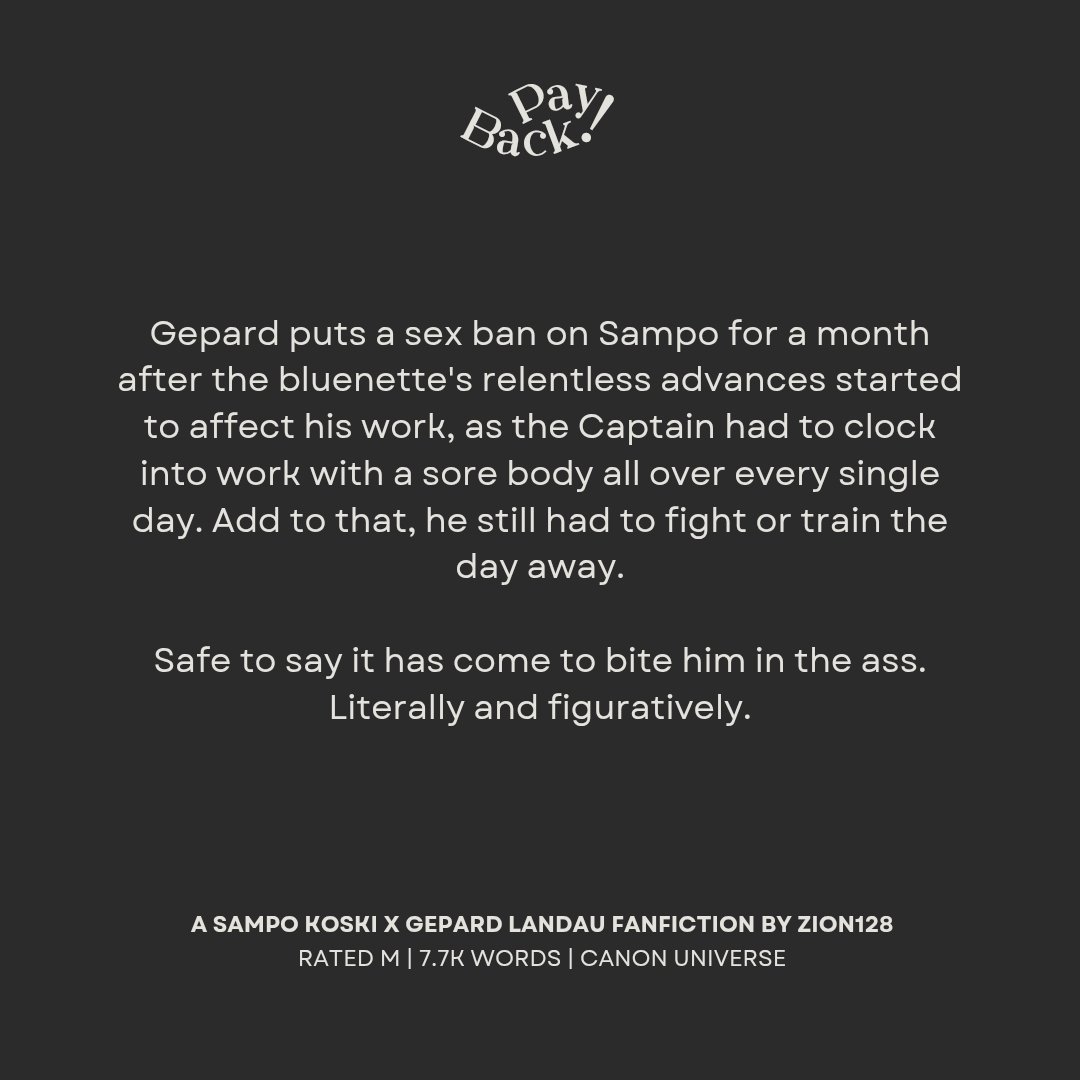 #sampard — 𝐏𝐚𝐲𝐛𝐚𝐜𝐤!
Mature

🔗archiveofourown.org/works/79367361

#sampo #gepard #honkaistarrail