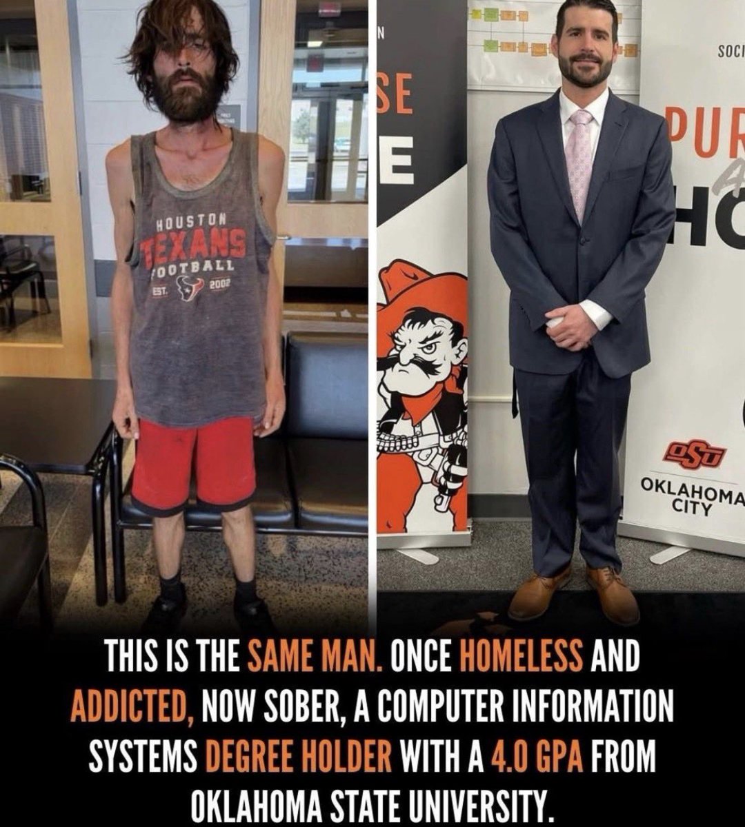 A decade ago, this man weighed ninety pounds, was homeless in Oklahoma City, and jail wouldn’t even take him because he was too sick to process.

Friends, his name is Danny M. Ellerd, and for nearly twenty years, addiction ran his life. Opiates, relapse, burned bridges, abandoned
