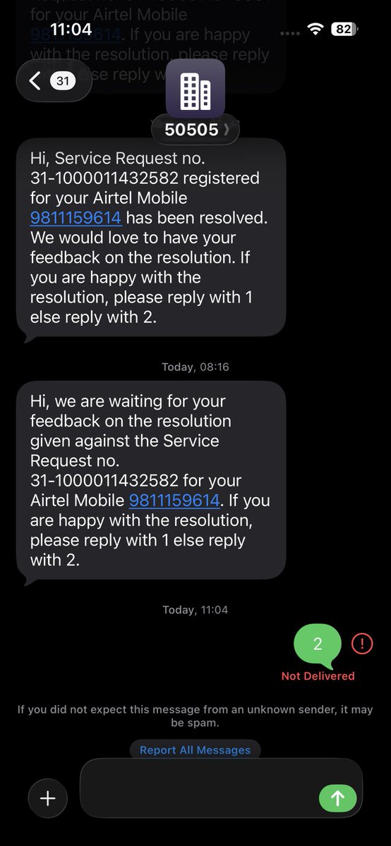 Loudlymute's tweet photo. @Airtel_Presence Is this the resolution that is provided after 15 days? https://t.co/iIGKriOKAb