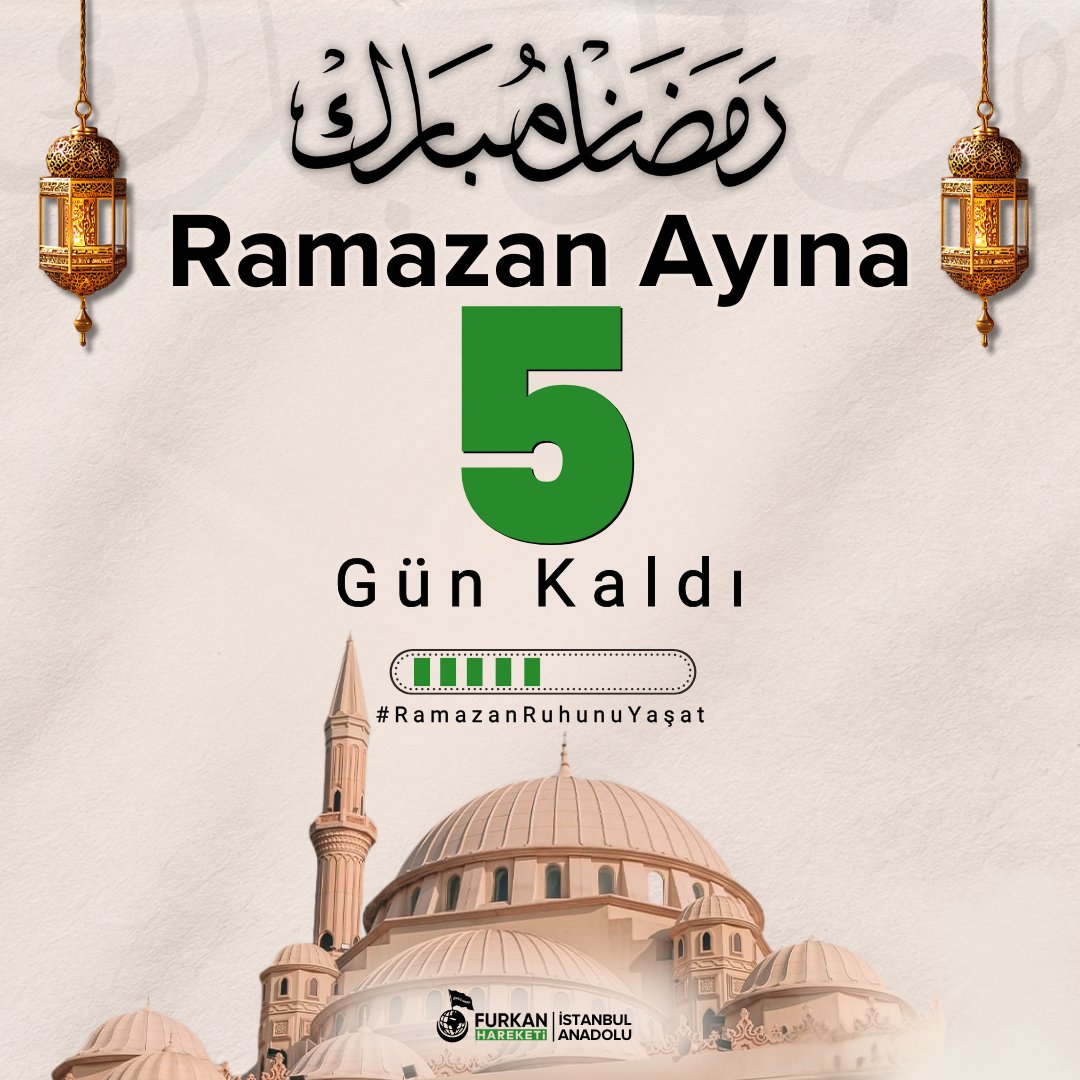 Ramazan Ayına 5 gün kaldı 🌙 

#RamazanRuhunuYaşat