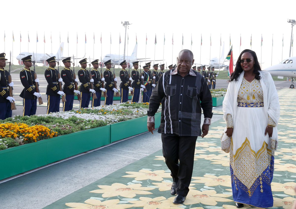 AthiGeleba's tweet photo. 🛬 TOUCHDOWN: THE AFRICA WE WANT 🌍

🇿🇦His Excellency is in Addis Ababa, Ethiopia, for the 39th Ordinary Session of the Assembly of Heads of State and Government of the African Union.

📍 Bole International Airport, Addis 🇪🇹 

#BetterAfricaBetterWorld 
#AUSummit https://t.co/fiLhdYr4EF