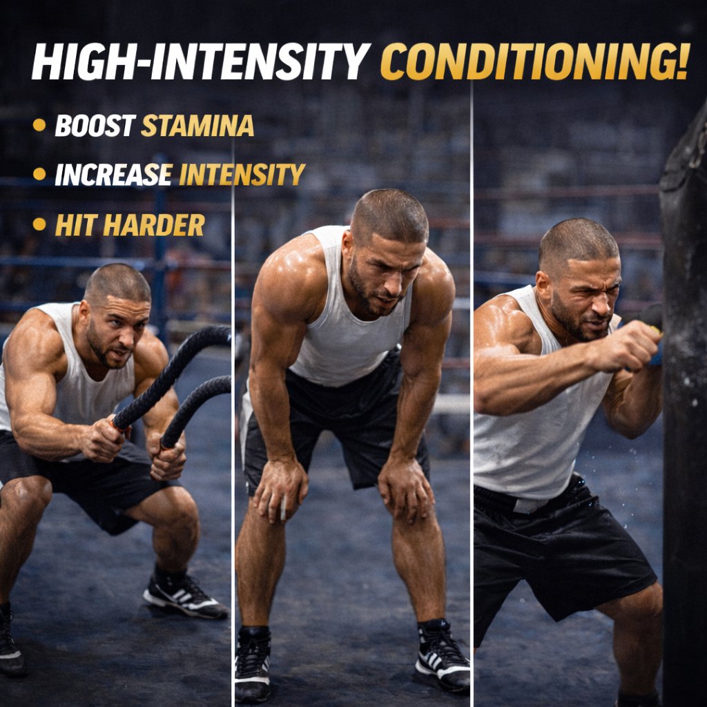 BoxingCoachPros's tweet photo. Fight rounds are intense bursts of action, and your training should mimic that. High-Intensity Interval Training (HIIT) simulates boxing’s work-rest rhythm. Short all-out bursts of exercise followed by brief rests will skyrocket your stamina and power endurance.

#boxing #conditi https://t.co/nOQrrbKuGX
