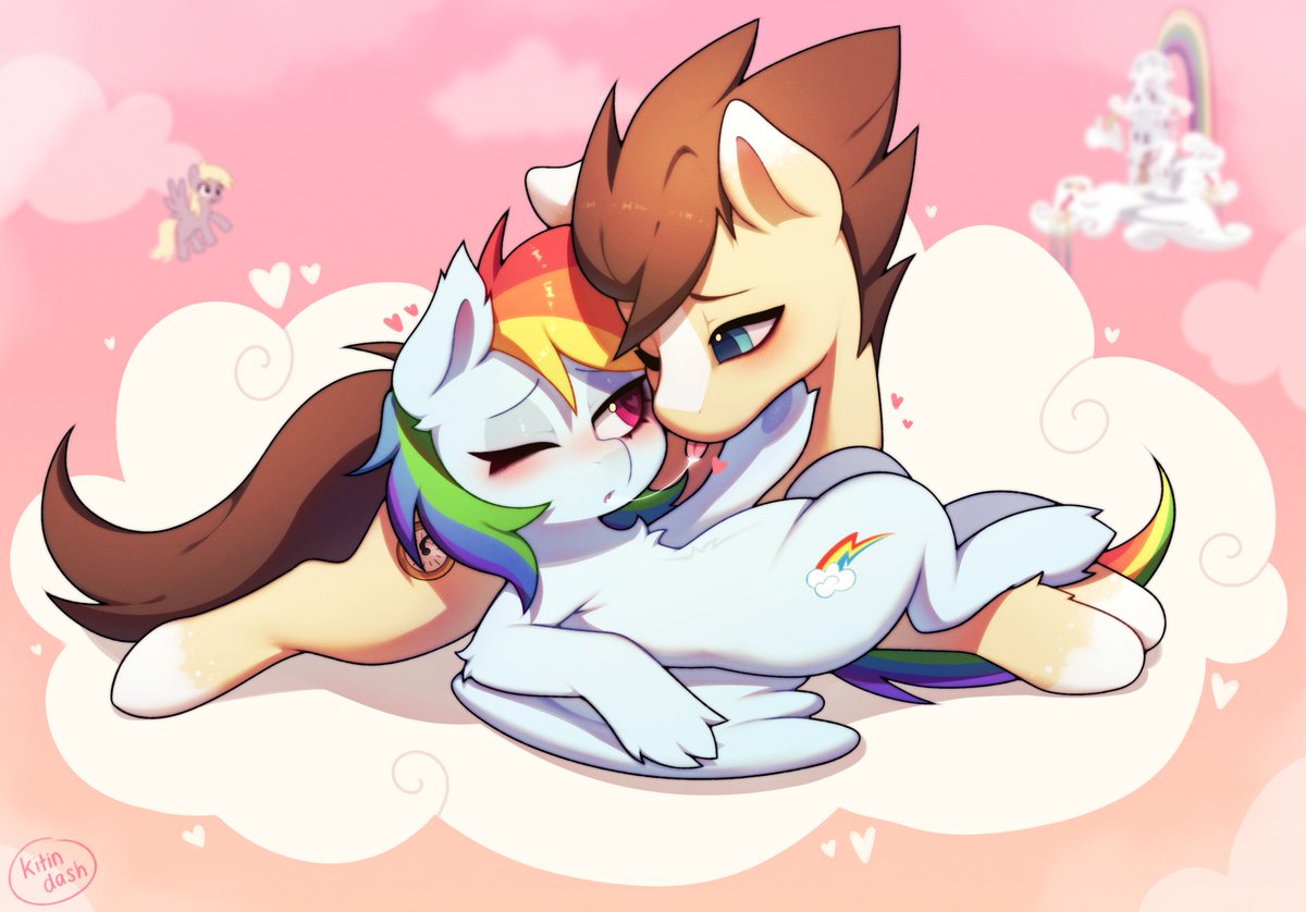 Happy Hearts and Hooves Day! 
Hope you all have a special somepony to spend it with!
Mine will be receiving extra love this year! 💙🌈🪽

Art by the amazing <a href="/kitindash/">kitindash</a> 💙