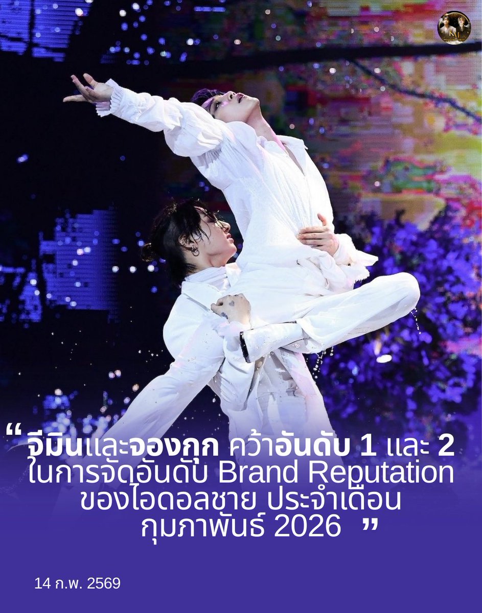 จีมินและจองกุก คว้าอันดับ 1 และ 2 ในการจัดอันดับ Brand Reputation ของไอดอลชาย ประจำเดือนกุมภาพันธ์ 2026 🥳🎉

#1 จีมิน #2 จองกุก

CONGRATULATIONS JIMIN 
CONGRATULATIONS JUNGKOOK 
#JIMIN #JUNGKOOK