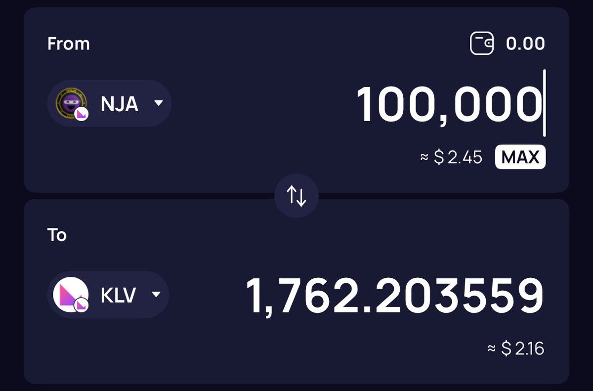 nja_coin's tweet photo. $NJA is now available in the KleverWallet Swap! 🥷🏻🔥 #klever https://t.co/jYuiARbZjp