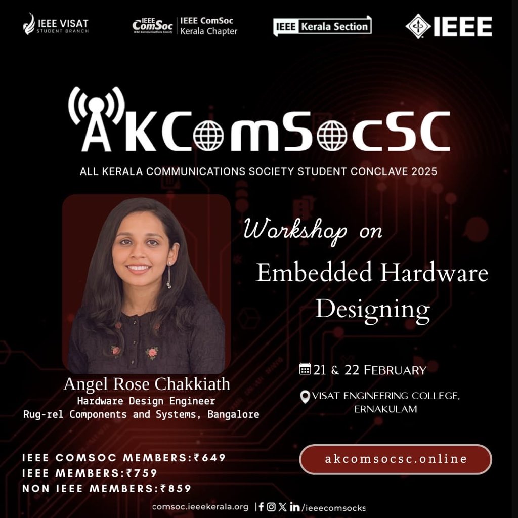 ieeecomsocks's tweet photo. ⚙️ Workshop Alert at AkComSocSC’25 ⚙️

💫Join us for a hands-on Workshop on Embedded Hardware Designing at the All Kerala Communications Society Student Conclave.

👉 Register at: https://t.co/lKjIk04PgW

#AkComSocSC2025 #IEEEComSoc #EmbeddedSystems #HardwareDesign https://t.co/O4MU0A8rlA