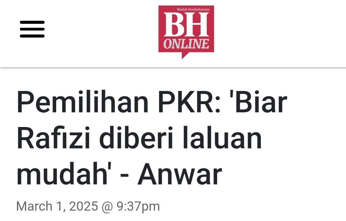 Tak boleh juga. Dia presiden parti. Dia perlu jaga air muka dia. Semua bermula bila mana cadangan Anwar tidak dihormati. Inilah titik permulaan terbesar Anwar vs Rafizi.
