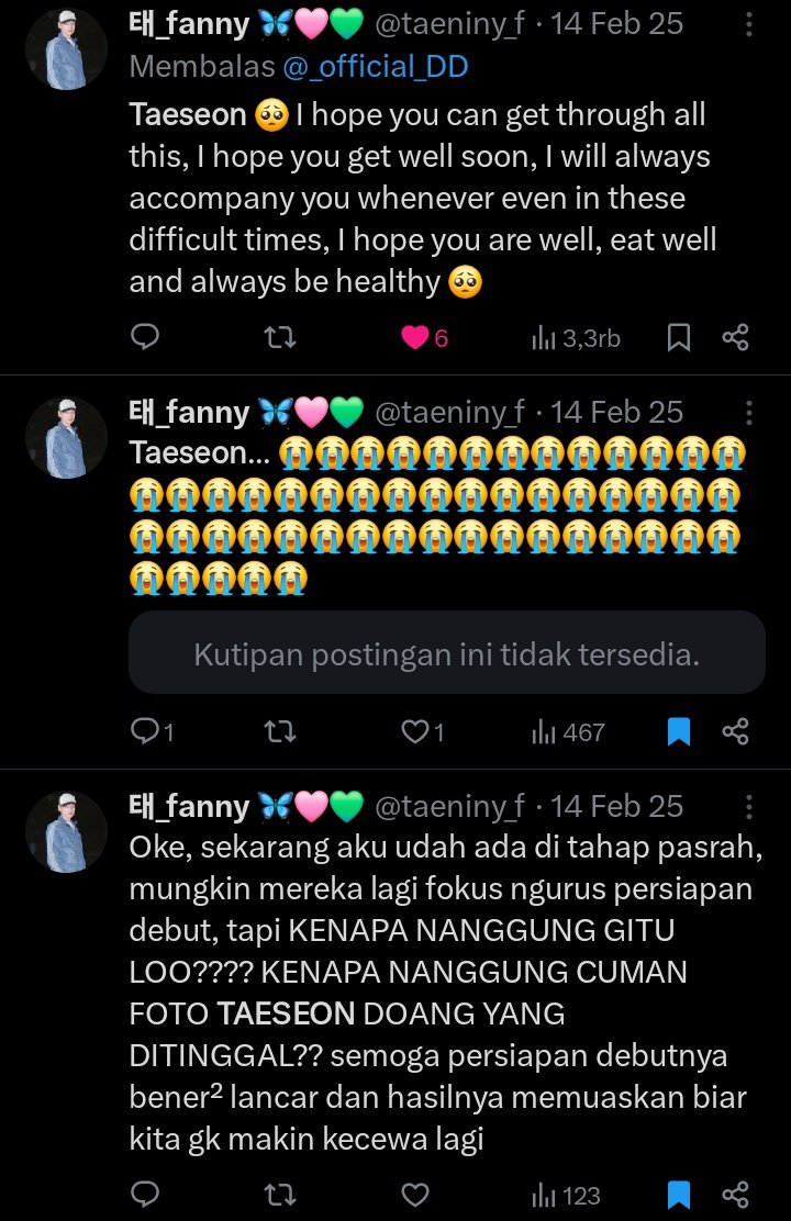 Dari tanggal 12 udah tantrum karna photo concept taeseon belum di up, tanggal 13 udah depresot kok masih belum di up tapi masih positif thinking, tanggal 14 udah pasrah dan BOOM!! yang didapet bukannya kabar baik malah announcement taeseon keluar karna masalah anxiety 😞