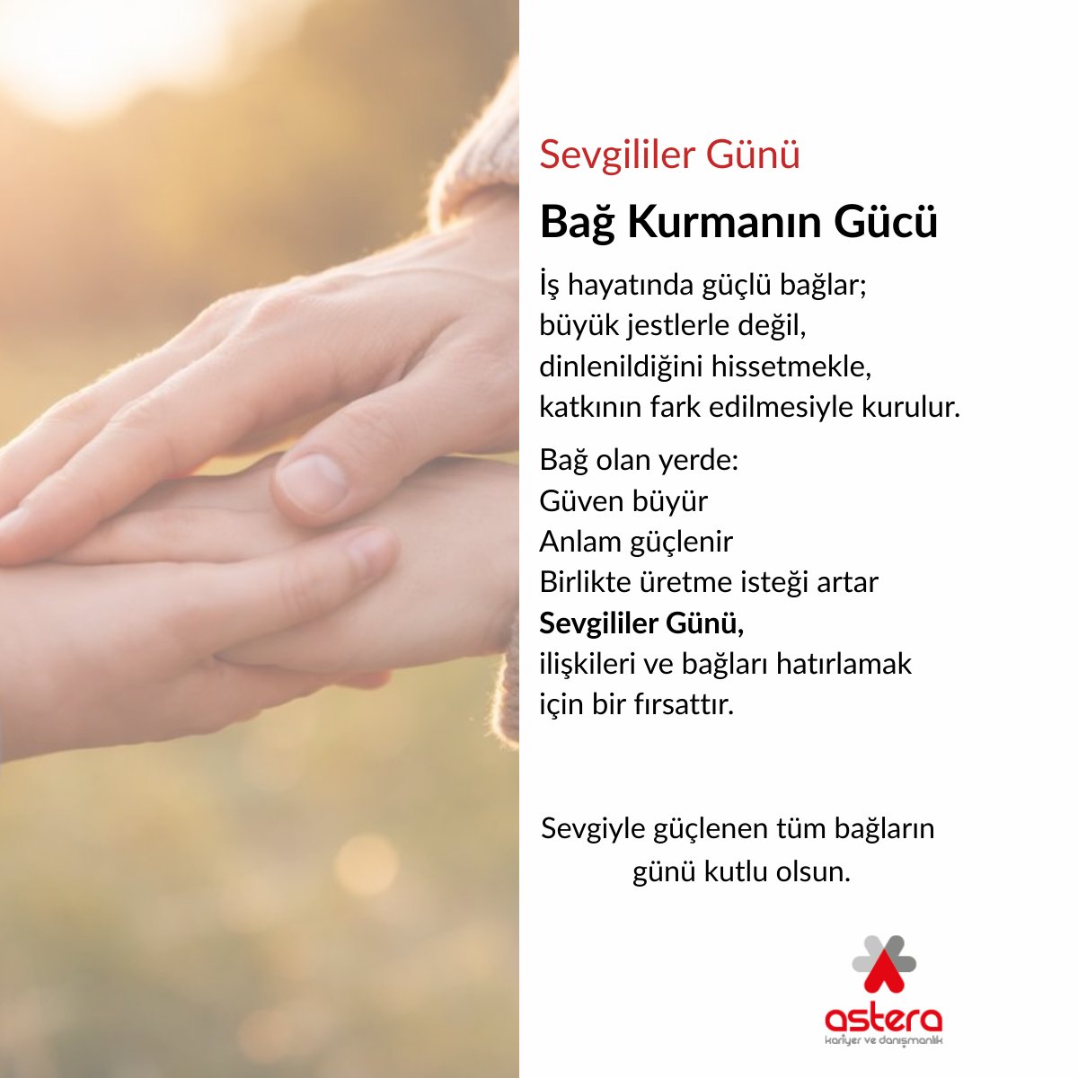 AsteraHR's tweet photo. Sevgililer Günü’nde konuşmamız gereken şey yalnızca sevgi değil; güven, anlam ve bağdır.

Sevgililer Günü’nün, hem özel hem profesyonel hayatınızda güçlü bağlara ilham olmasını dileriz.

Hayatınızdan sevgi hiç eksik olmasın. https://t.co/T6LQkYf7Zn