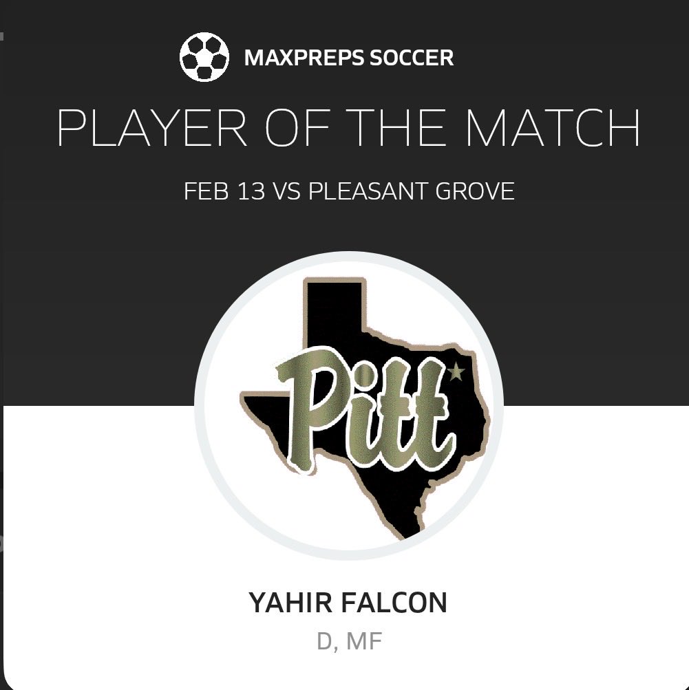 Pitt_Soccer1's tweet photo. Congratulation to the varsity on a big 8-2 win vs Pleasant Grove to move to 5-0 in district. Yahir Falcon was the player of the game! 

🏴‍☠️⚽️🏆 https://t.co/eZw034cQIo