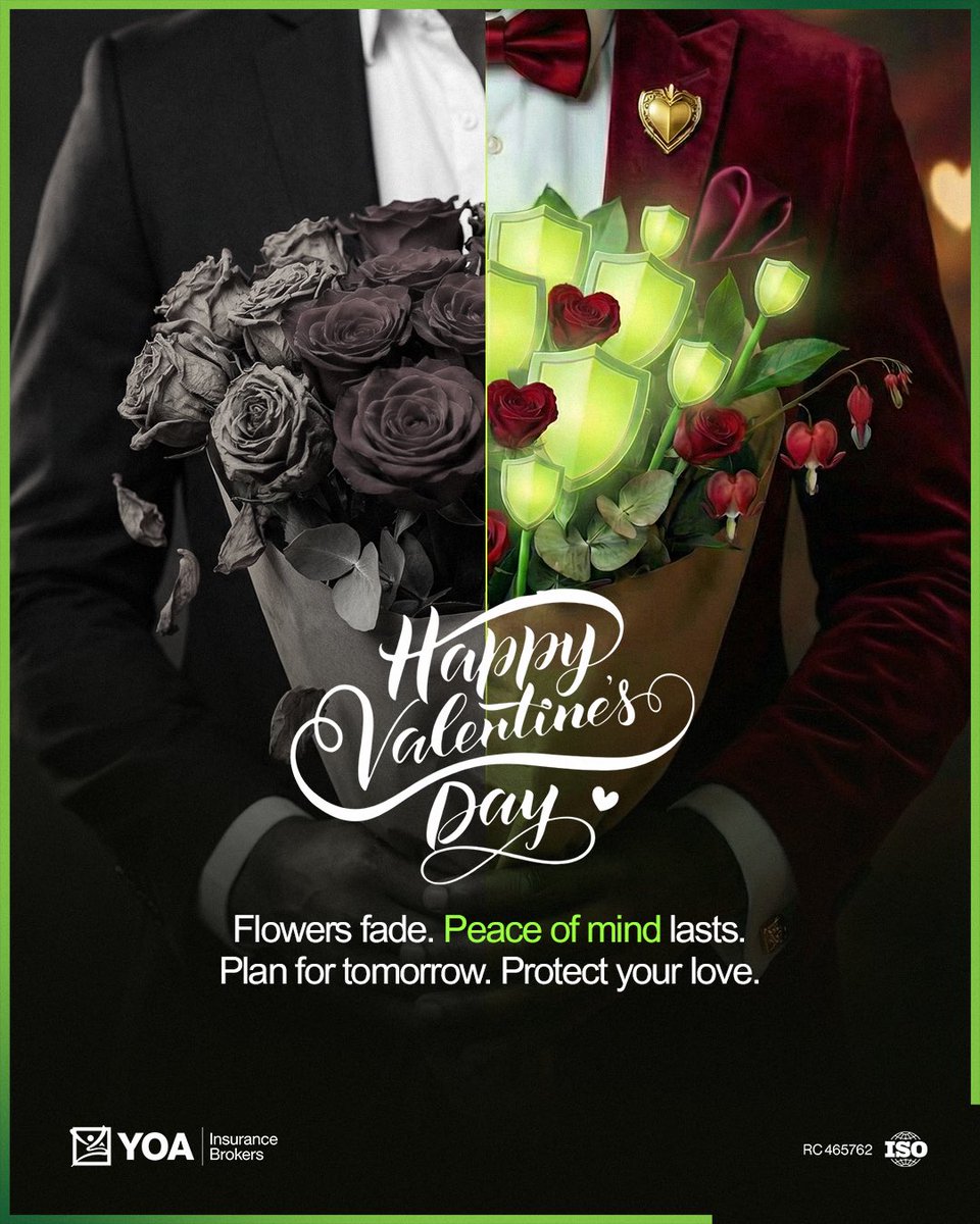 YoaBrokers's tweet image. Flowers fade. Chocolates finish.
Peace of mind stays.

Love today means planning, protecting, preparing.

Insurance says, “I’ve got you.”

#ValentinesWithPurpose #LoveThatLasts #YOAInsurance #FinancialPlanning #valentinesday #HappyValentine
