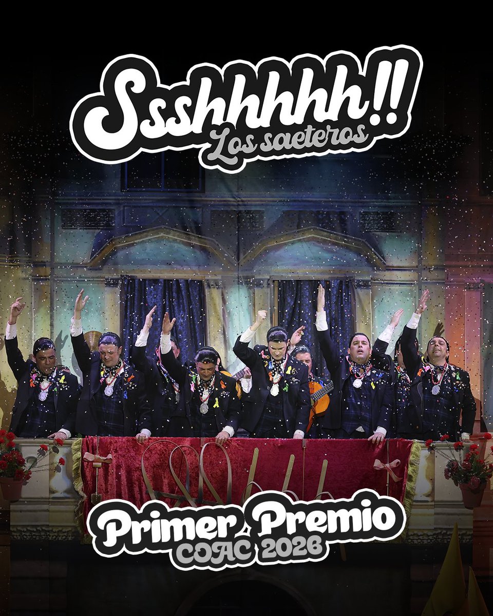 ¡PRIMER PREMIO COAC 2026!

Gracias por el cariño y el apoyo recibido durante todo este bonito concurso.

¡Nos vemos en unas horas por la calle para pegarnos unos buenos quejíos!

GRACIAS, CÁDIZ ❤️